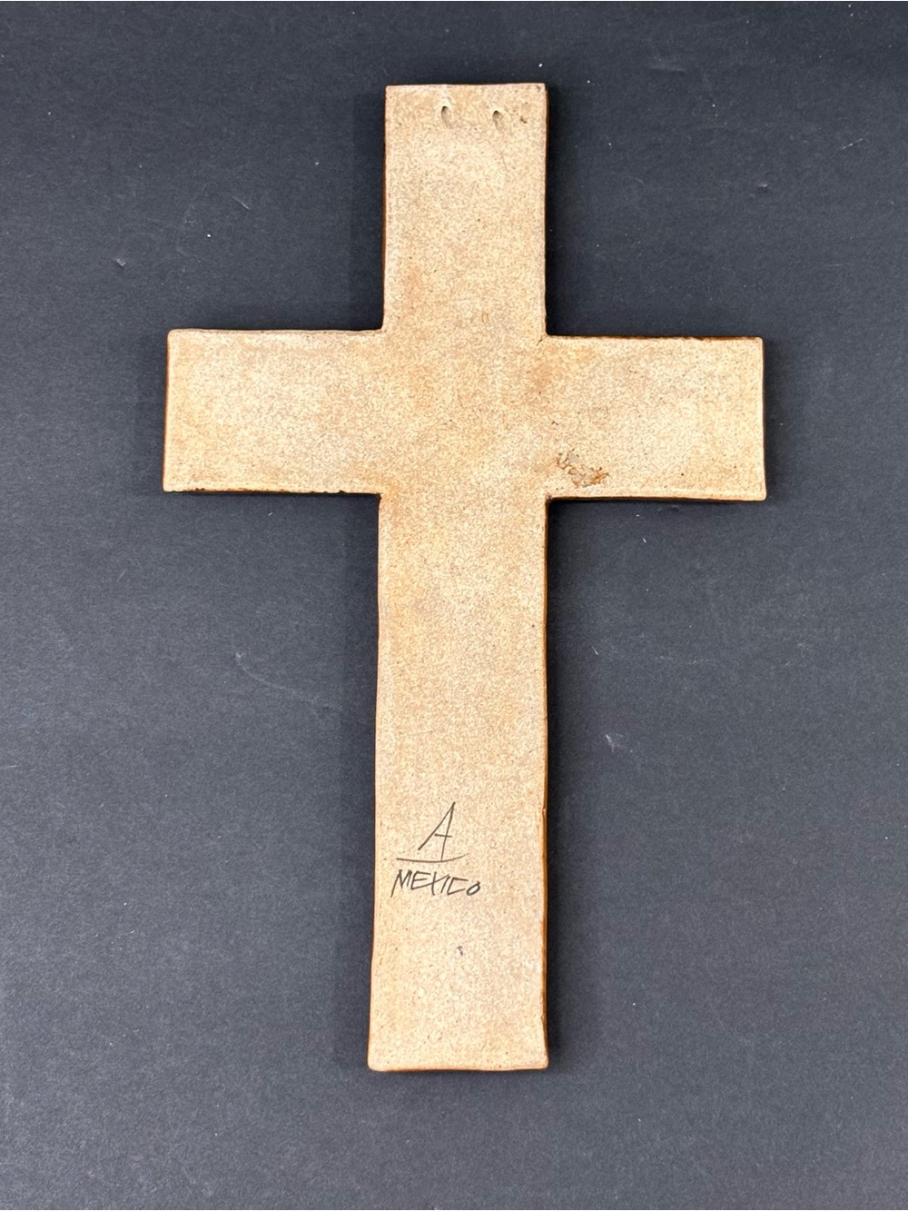 Vtg Blue Talavera Pottery Hand Painted Cross Talavera Signed Mexico 6.5 Inch - Picture 2 of 6